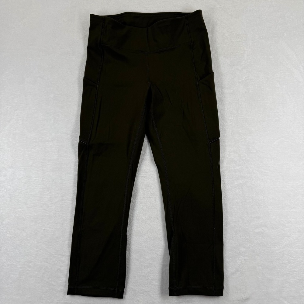 Lululemon Speed Up Crop Leggings Dark Olive‎ Green Size 6 Mid Rise Running